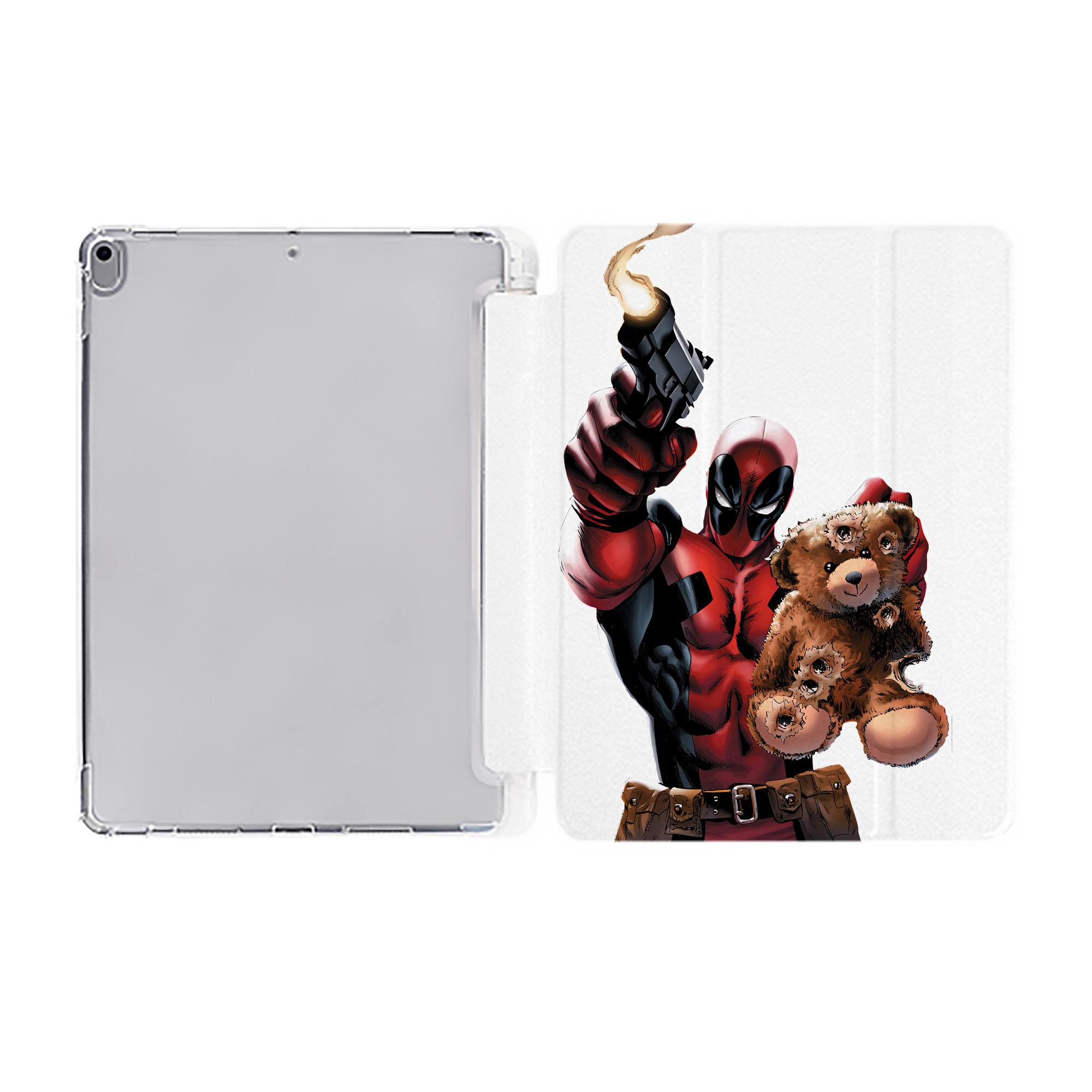 （画像用） Deadpool デッドプール IPad ケース ペン収納付き 三つ折りスタンド PUレザー×シリコン 対応機種9.5/10.5/10.9インチ